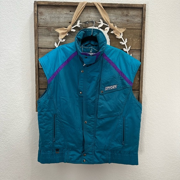 VTG Spyder ski vest bright blue full zip men’s‎ size XL